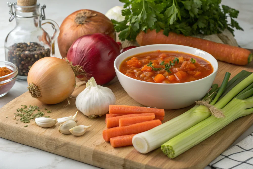 Naturally aromatic vegetables for tomato stew.
