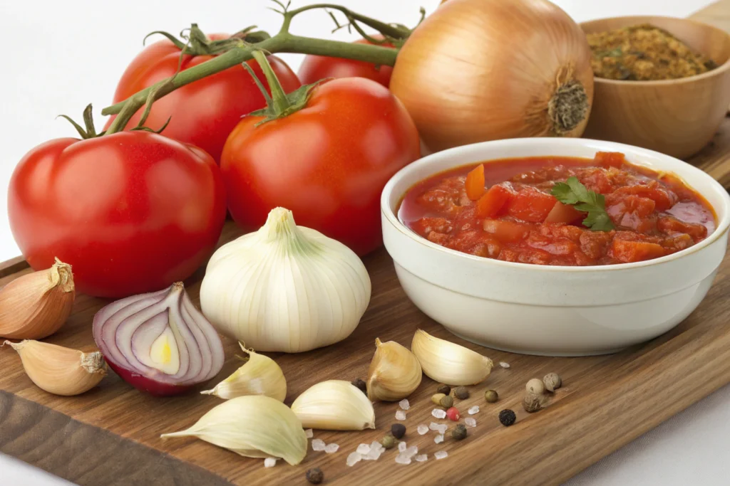 Chilean Tomato Stew Recipe-Natural ingredients for Chilean Tomato Stew Recipe.