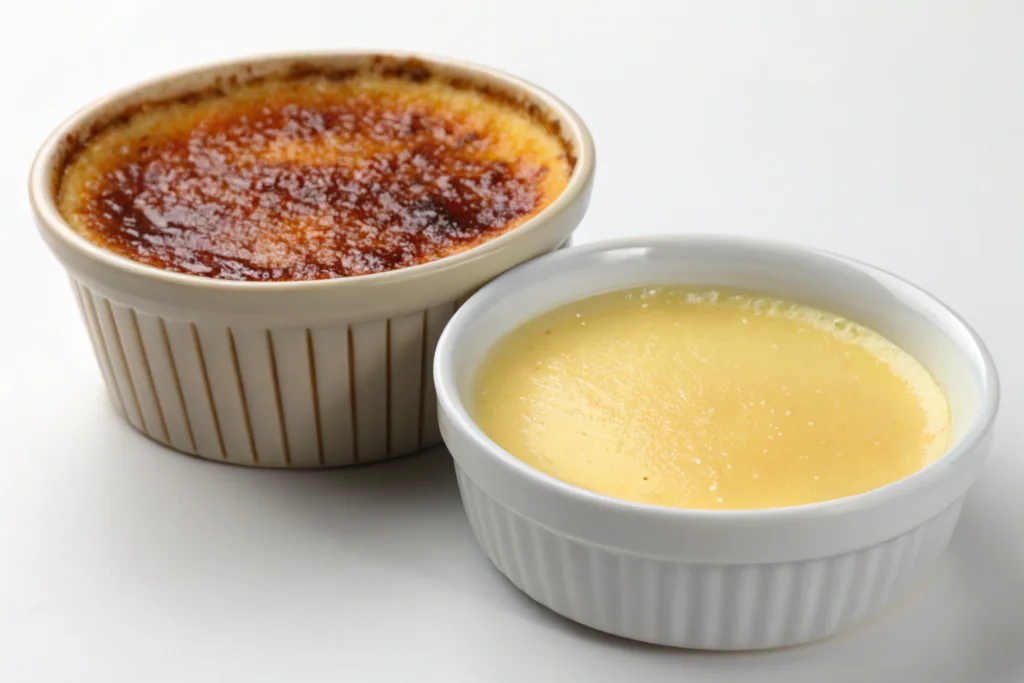 Presentation difference in creme brulee vs custard.