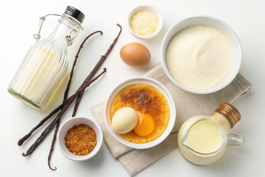 Essential ingredients for secret of creme brulee.