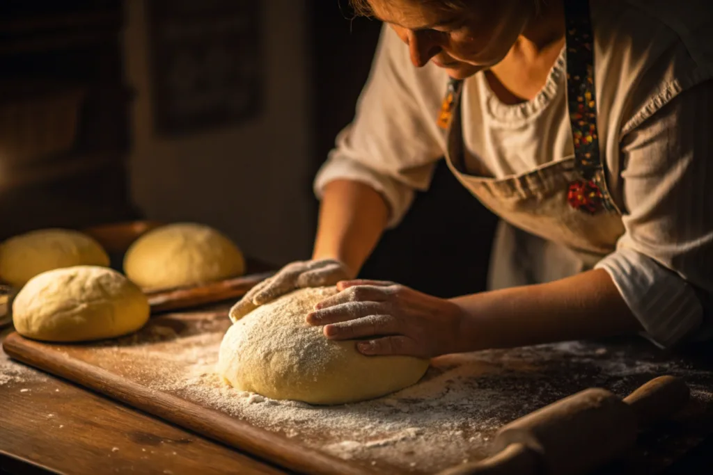 rising recipes-Handling dough for a rising recipe.