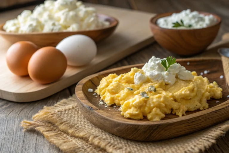 is cottage cheese in scrambled eggs good-Cottage cheese in scrambled eggs for a protein-rich meal.
