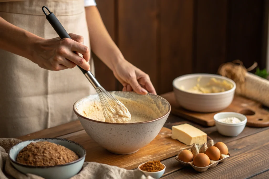 Measuring ingredients for baking.
