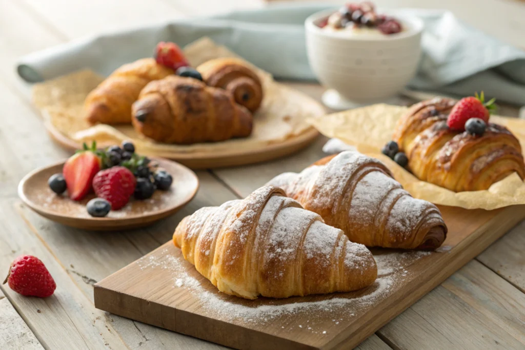 Different types of flavor enhancements for croissants.
