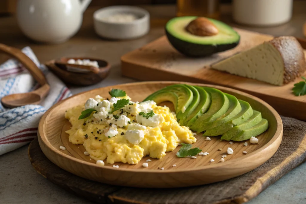 is cottage cheese in scrambled eggs good-Displaying a healthy plate of food, using this popular combination.