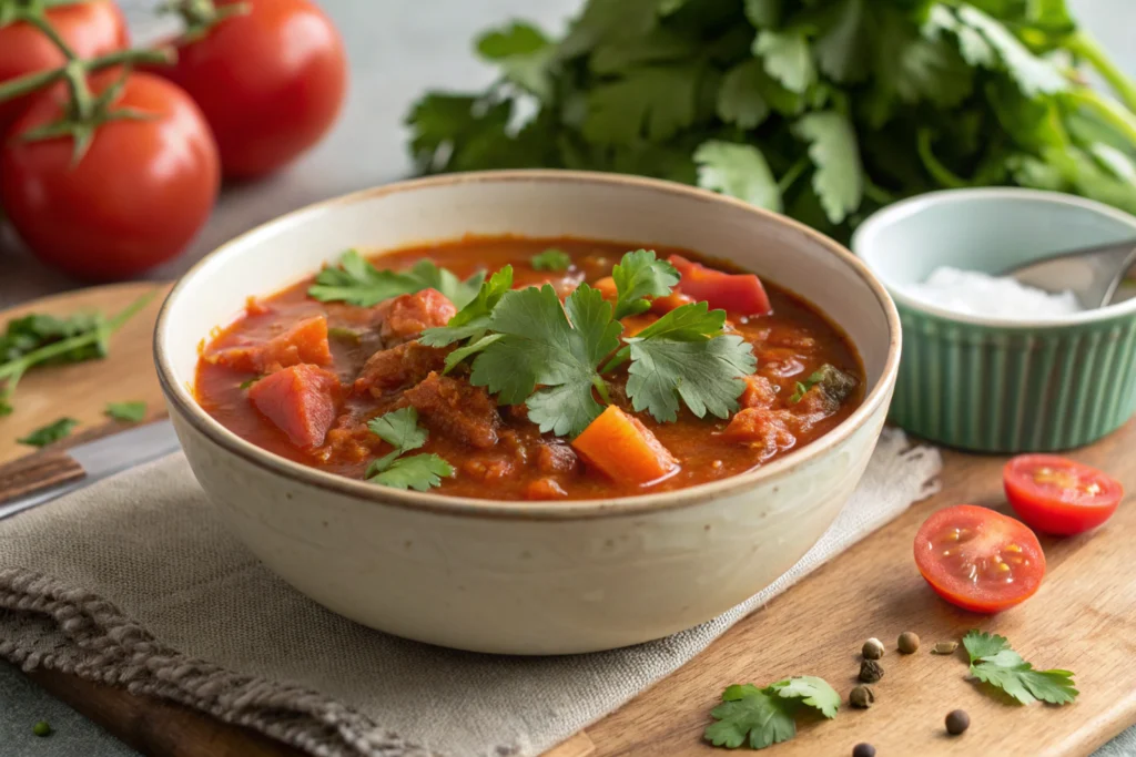 Chilean Tomato Stew Recipe-Serving naturally delicious Chilean Tomato Stew Recipe.