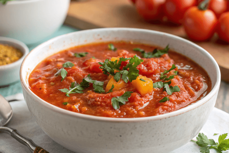 Tomato stew-Naturally enhanced tomato stew in a bowl.