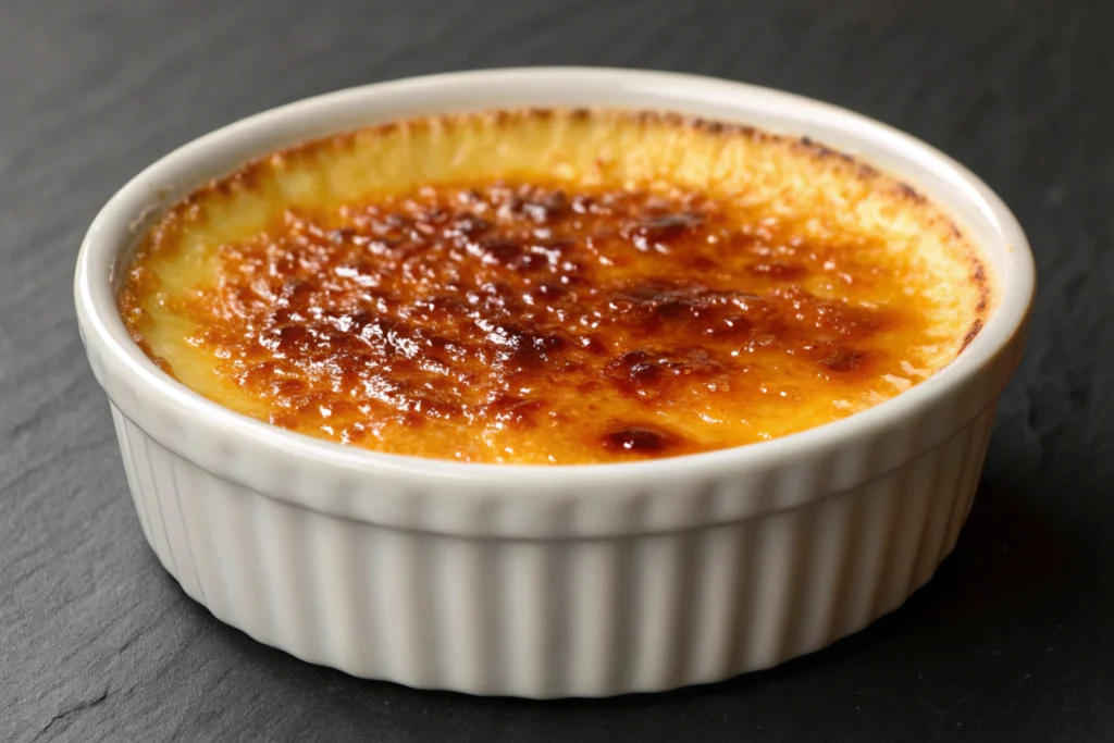 The secret of creme brulee is a smooth custard with a caramelized top.