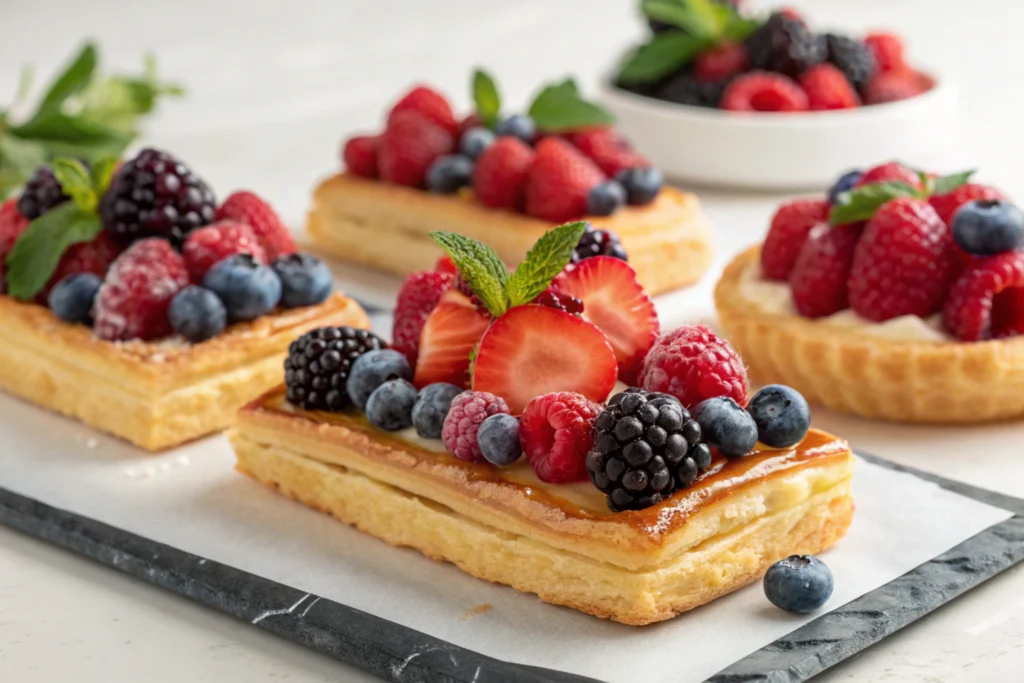 puff pastry dessert recipes-Naturally fresh berries on puff pastry dessert recipes
