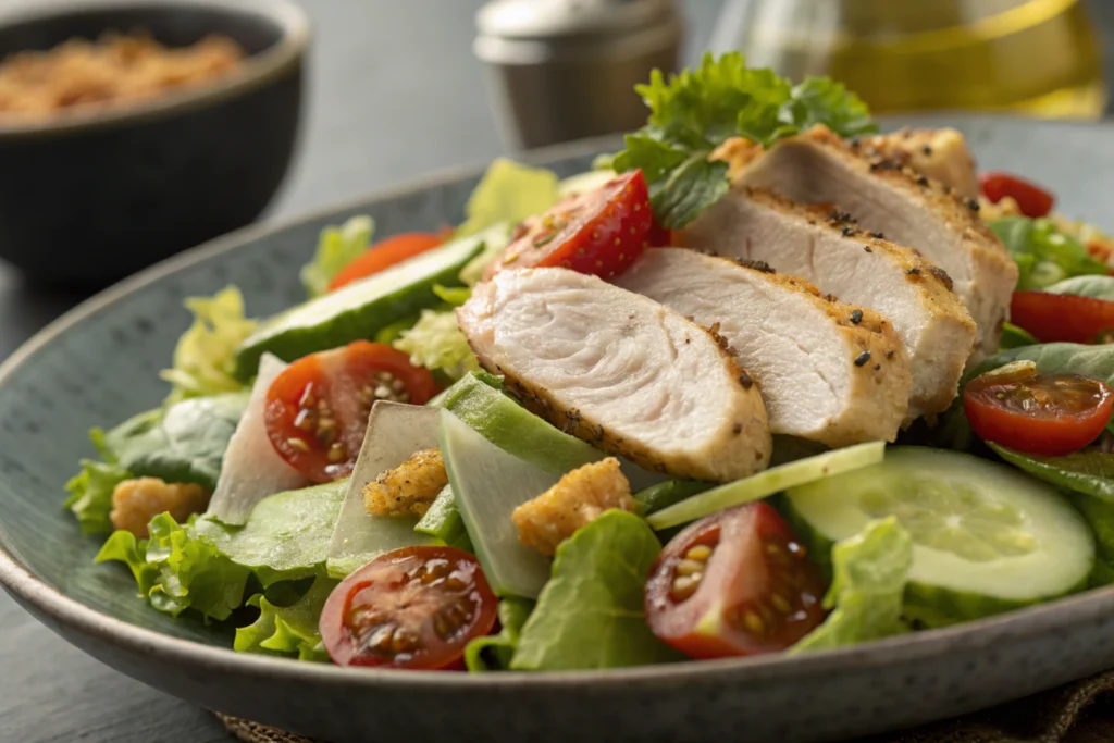  How does Gordon Ramsay make chicken salad, close-up of finished salad.