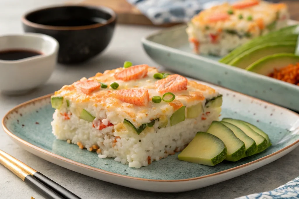 sushi bake recipe-A perfectly portioned serving of sushi bake recipes.