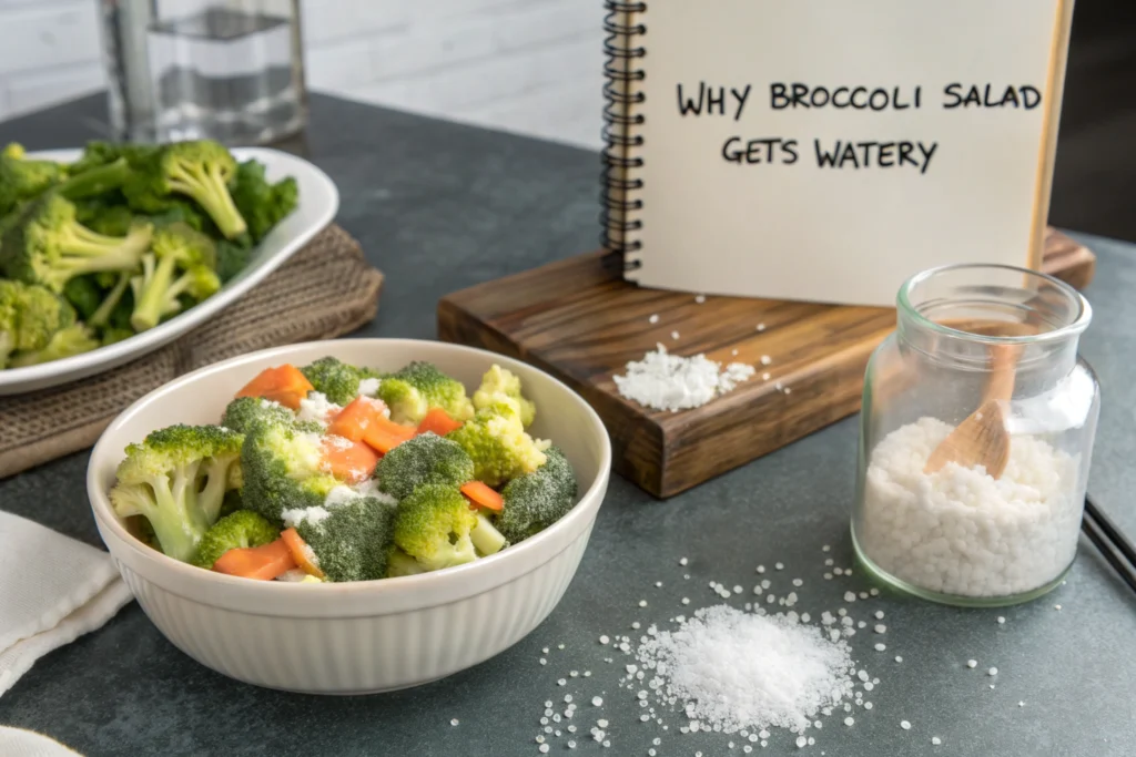 Salting vegetables naturally leads to a drier broccoli salad when preventing why does my broccoli salad get watery?