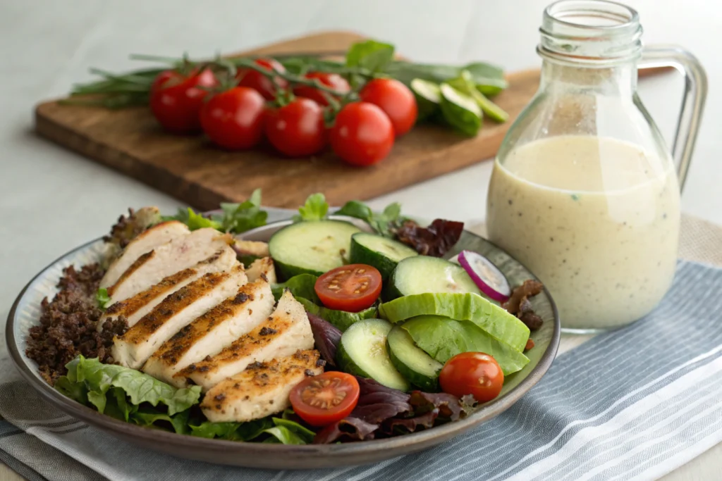 A naturally made, light dressing, influencing what is Chick-fil-A salad made of?