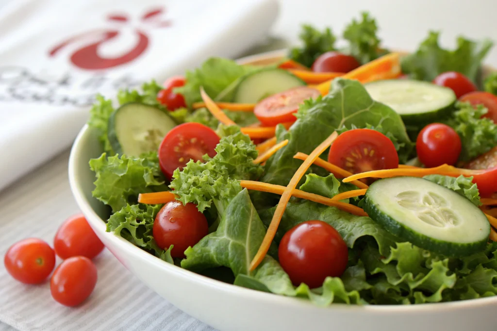 What is Chick-fil-A salad made of highlighting the vegetable components.