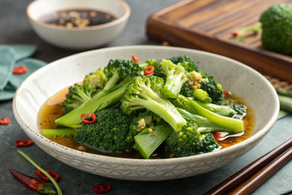 An Asian-inspired broccoli salad highlighting why do you blanch broccoli for salad?.