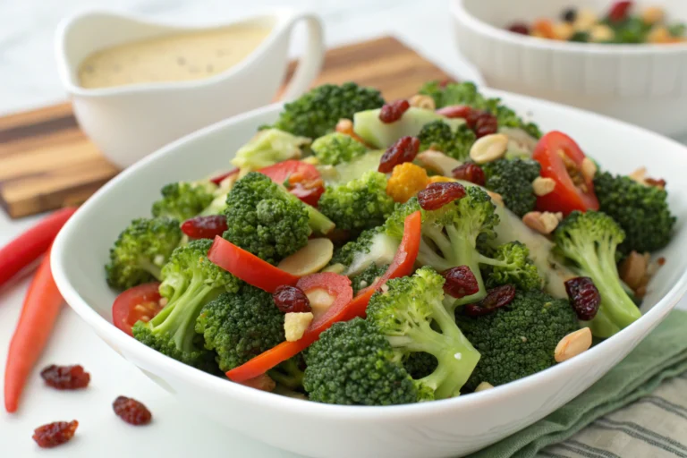 Naturally a crisp and dry broccoli salad, which also answers why does my broccoli salad get watery?