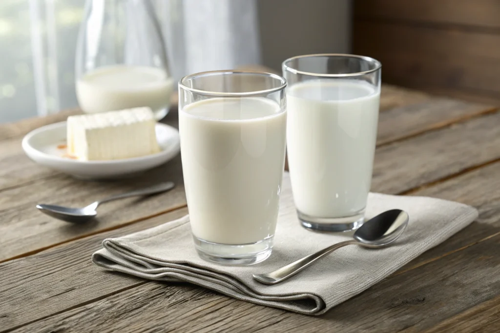 Buttermilk or milk for cornbread.