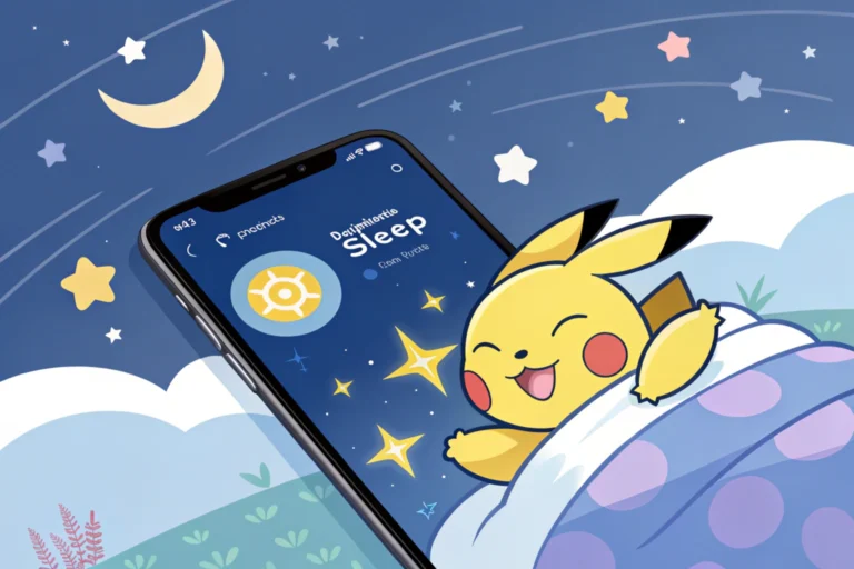How to make Pokemon Sleep work-Pokemon Sleep app interface displayed with a sleeping Pokemon.