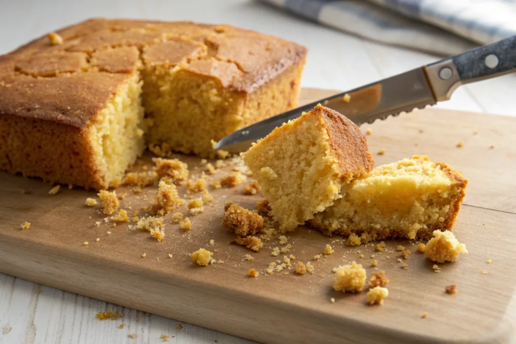 ingredient keeps cornbread from crumbling-Crumbling cornbread, highlighting the problem addressed in the article.