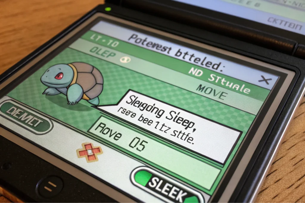 How to make Pokemon Sleep Emerald-Pokemon Emerald battle screen showing sleep status. How to Make Pokemon Sleep Emerald