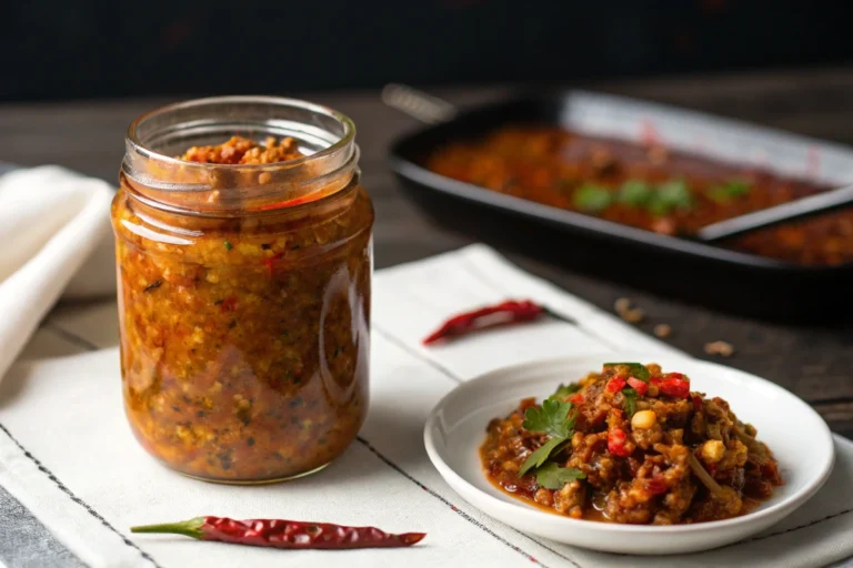XO Sauce Recipe - A delicious and vibrant jar of homemade XO Sauce ready to serve