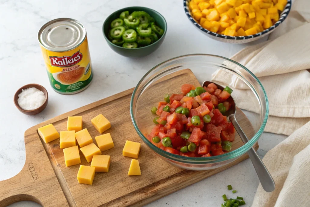 Rotel Dip - Step-by-step process: Preparing key ingredient for making Rotel Dip