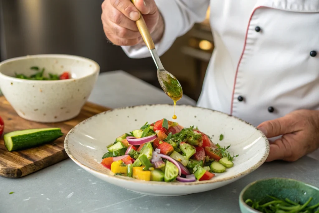 Viral Cucumber Salad-Mix ingredients.