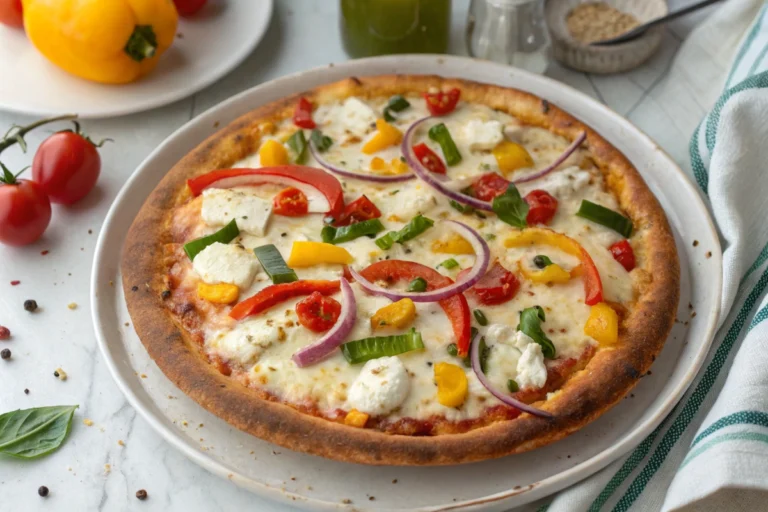 Cottage Cheese Pizza - A delicious and healthy Cottage Cheese Pizza with colorful toppings.