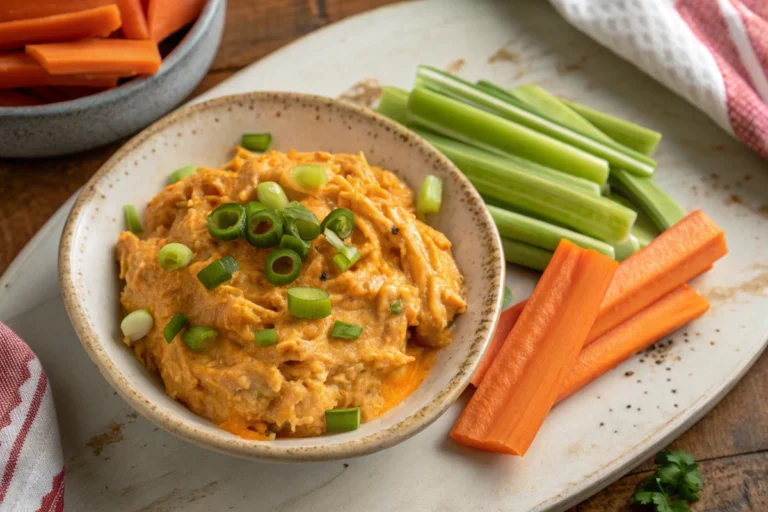 Healthy Buffalo Chicken Dip - A delicious and vibrant Healthy Buffalo Chicken Dip ready to serve