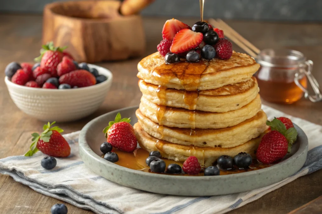 Krusteaz Pancake Mix Recipe - A delicious stack of fluffy Krusteaz pancakes ready to serve