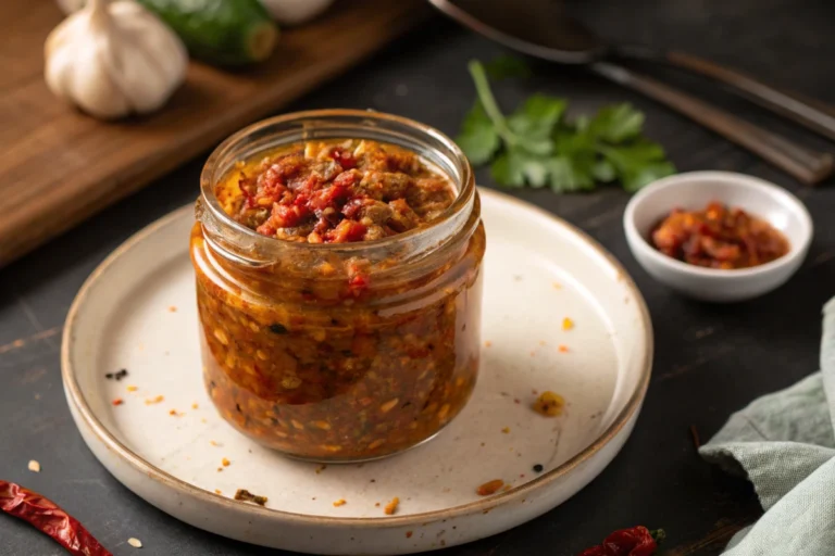 XO Sauce FAQs - A delicious and vibrant jar of homemade XO Sauce ready to serve