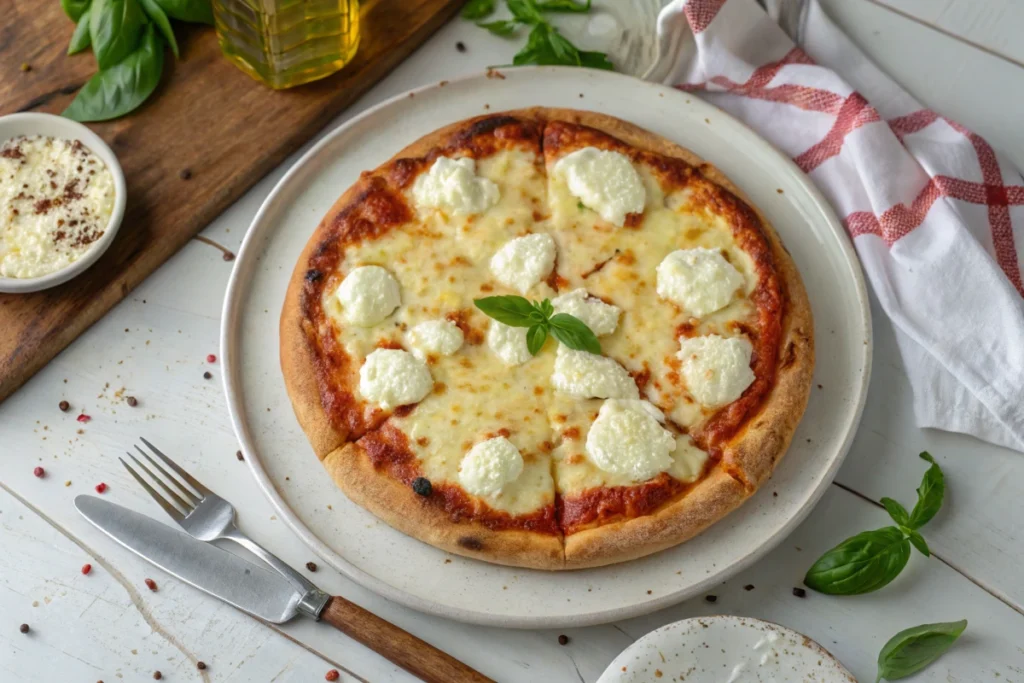 Cottage Cheese Pizza - Finished Cottage Cheese Pizza ready to serve