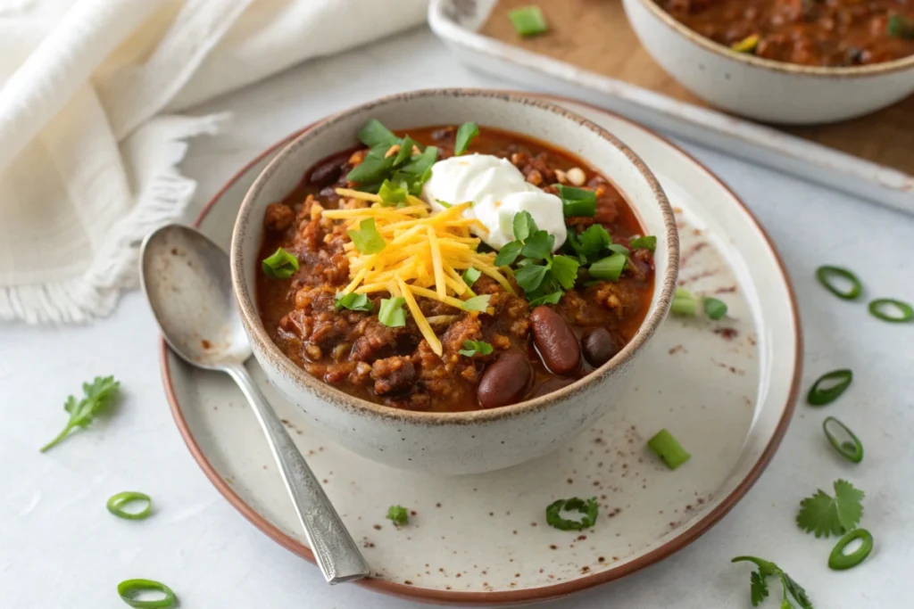 Ground Chicken Chili - Finished Ground Chicken Chili ready to serve.