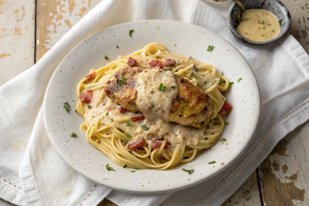 Olive Garden Crockpot Chicken - Finished Olive Garden Crockpot Chicken ready to serve