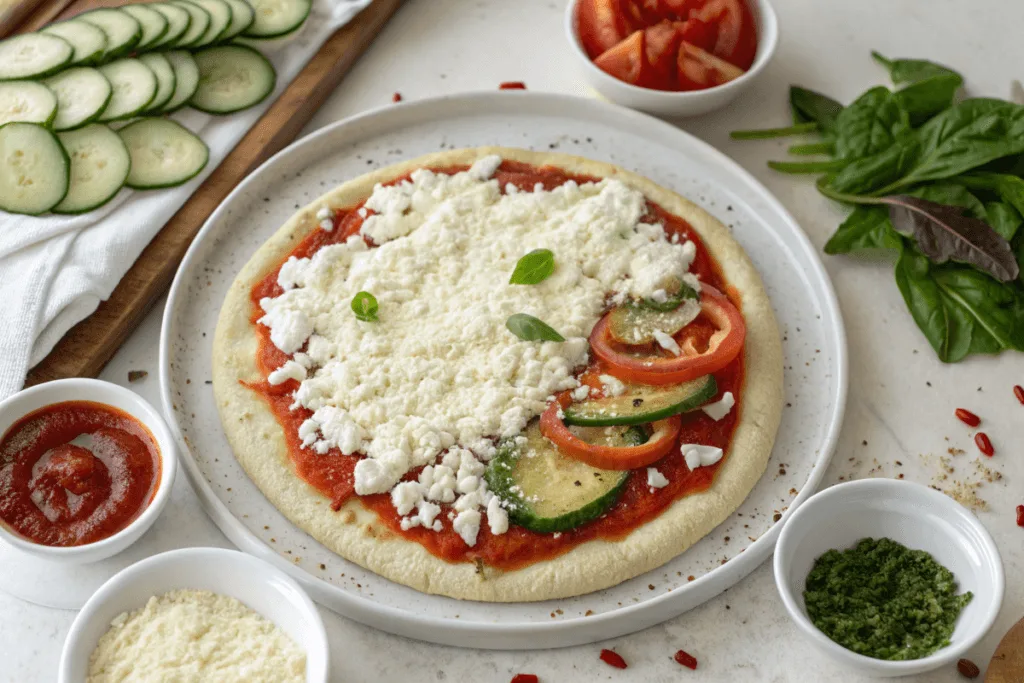 Cottage Cheese Pizza - Step-by-step process: Preparing ingredients for making Cottage Cheese Pizza