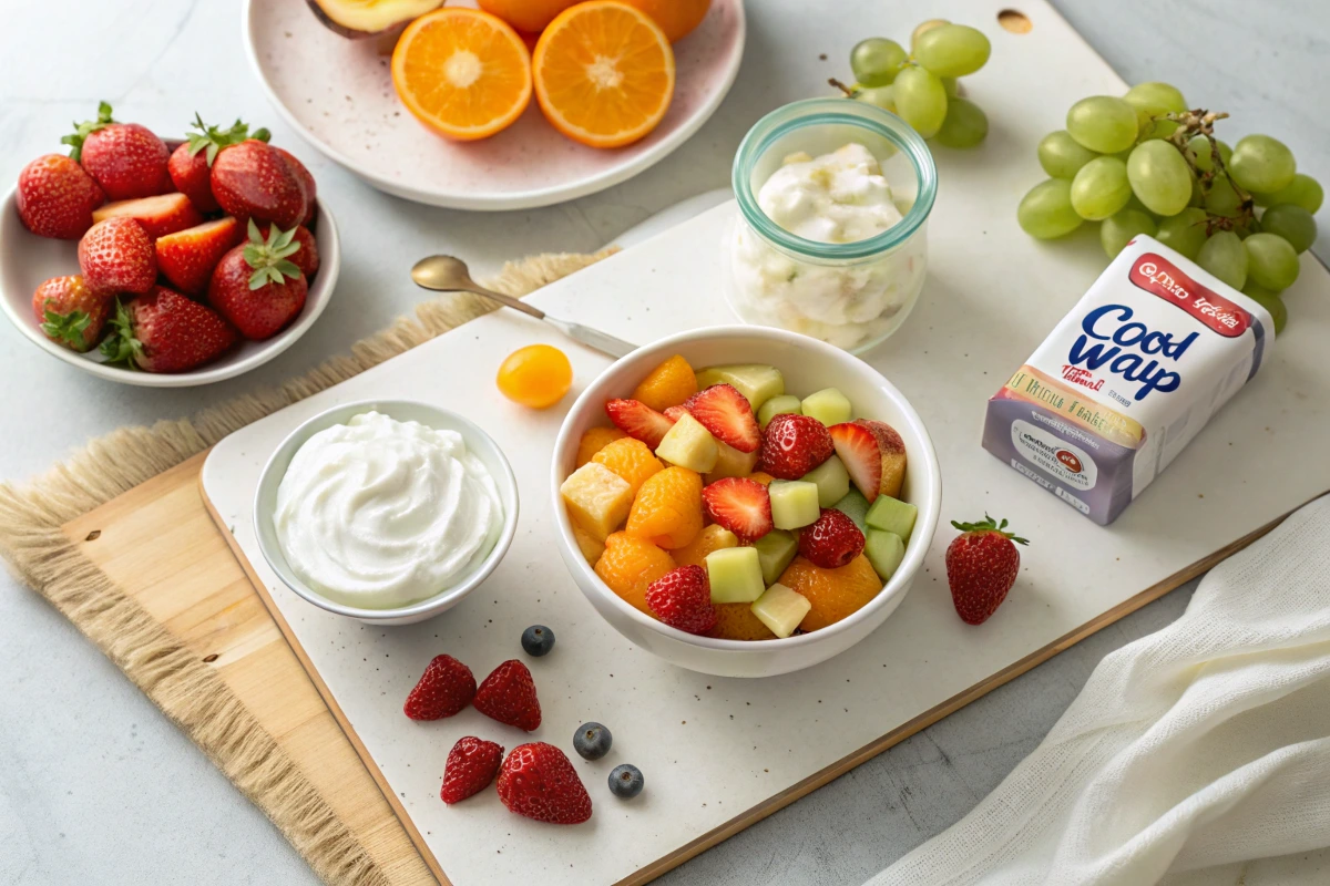 Fruit Salad with Cool Whip - Preparing the ingredients for a quick and easy dessert.