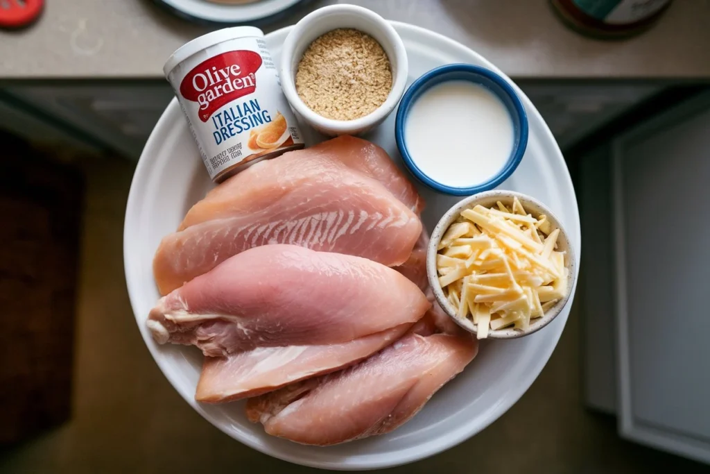 Olive Garden Crockpot Chicken - Step-by-step process: Preparing ingredients for making Olive Garden Crockpot Chicken