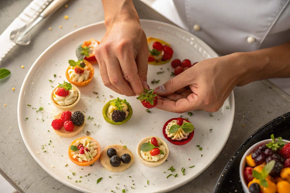 Easy Party Appetizers - Step-by-step process: Assembling a beautiful appetizer platter for making easy party appetizers.