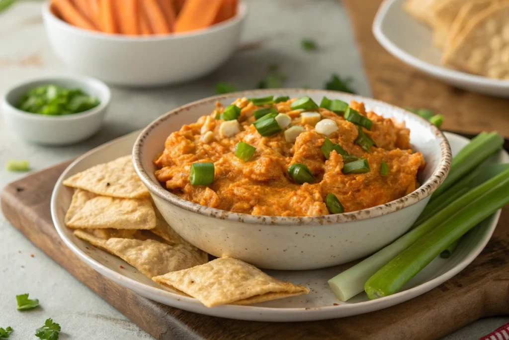 Mixing ingredients Healthy Buffalo Chicken Dip