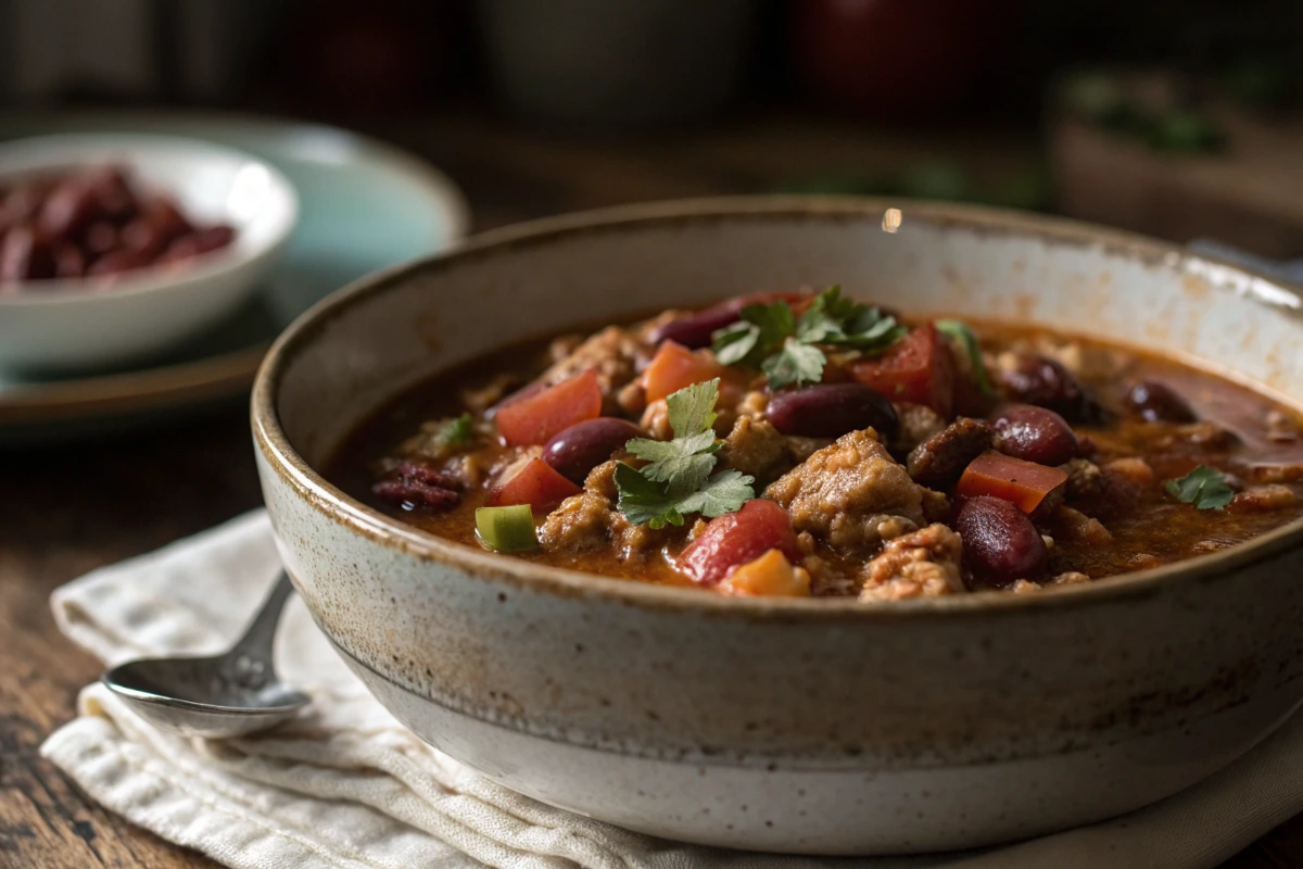 Ground Chicken Chili - A delicious and vibrant Ground Chicken Chili ready to serve