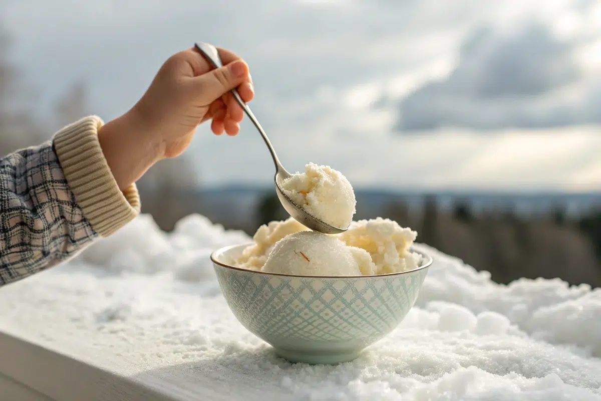 Easy Snow Cream Recipe for Kids.
